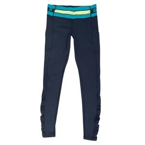 Lululemon Leggings Pants Womens Size 6 Navy Blue Ruched WORN ONCE EUC